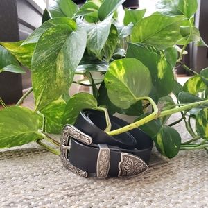 Black belt with silver buckle